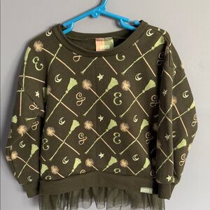 Wicked universal Studios girls sweatshirt 4T tulle hem Glinda & Evelyn brooms